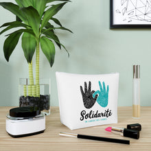 Charger l'image dans la galerie, Sac à cosmétiques blanc "Solidarité en langue des signes"
