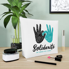 Charger l'image dans la galerie, Sac à cosmétiques blanc "Solidarité en langue des signes"