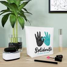 Charger l&#39;image dans la galerie, Sac à cosmétiques blanc &quot;Solidarité en langue des signes&quot;
