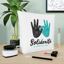 Charger l&#39;image dans la galerie, Sac à cosmétiques blanc &quot;Solidarité en langue des signes&quot;
