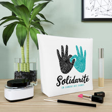 Charger l&#39;image dans la galerie, Sac à cosmétiques blanc &quot;Solidarité en langue des signes&quot;
