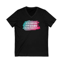 Charger l&#39;image dans la galerie, T-shirt à col V unisexe &quot;Si tu arrives à me lire, tu me mérites !&quot;
