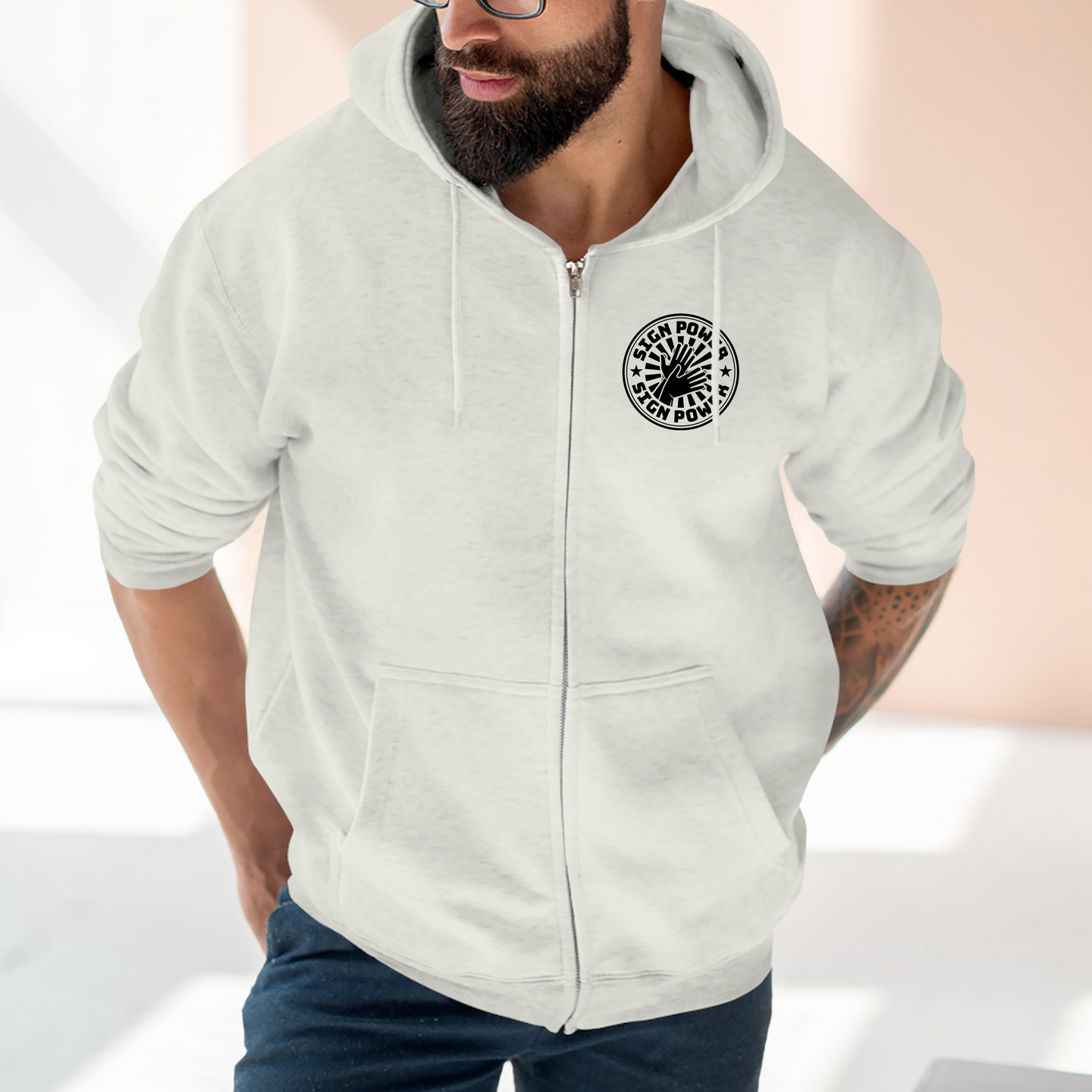 Sweat à capuche unisexe zippé 