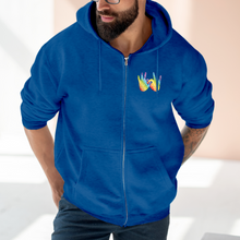 Charger l&#39;image dans la galerie, Sweat à capuche unisexe zippé &quot;Solidarité&quot; en langue des signes
