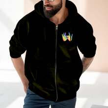 Charger l&#39;image dans la galerie, Sweat à capuche unisexe zippé &quot;Solidarité&quot; en langue des signes
